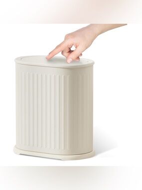 Steel Small Bathroom Trash Can with Lid Press Top 9L/2.4 Gallon